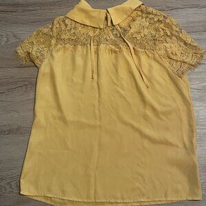 Unbranded mustard peter pan blouse